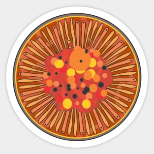 Diatom - Lindavia comensis (red, artwork) Sticker